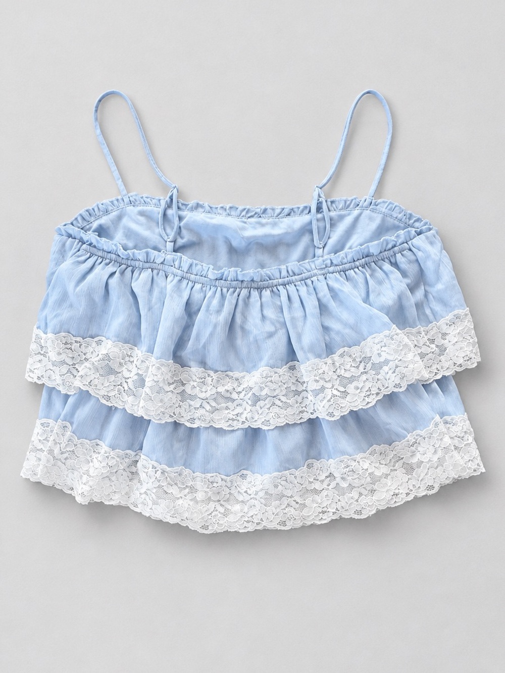 Light Blue Lace-Trim Ruffle Cami Top - Picture 3 of 5
